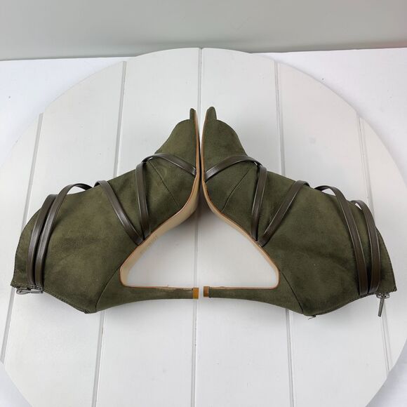 Journee Womens Size 7.5 Collection Samara Stiletto Heels Olive Peep Toe Shoes - Picture 5 of 9